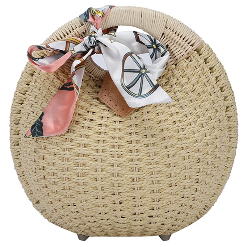

Shoulder Belt Semicircle Hand-Woven Straw Rattan Handbag Bow Rattan 2021 Summer Casual Beach Shoulder Crossbody Bag