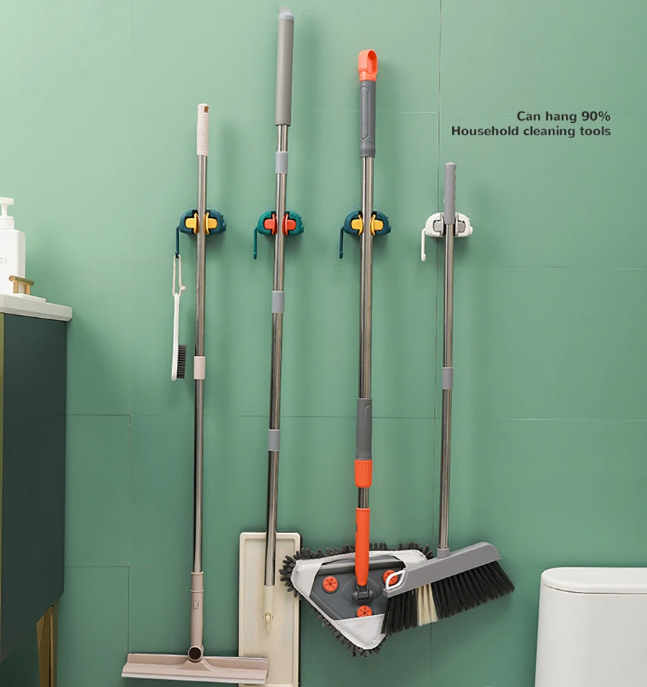 Симпатичный держатель для швабры без перфорации клейкая настенная декоративная