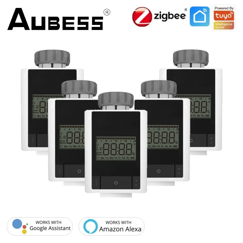 

Привод радиатора Aubess Tuya Smart ZigBee3.0, TRV программируемый термостатический клапан радиатора, контроллер температуры с поддержкой Alexa