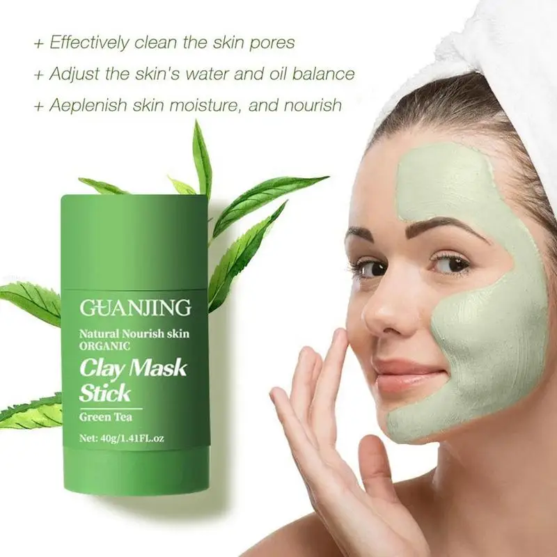

40g Green Mask Stick Green Tea Mask Oil Control Pores Stick Purifying Whitening Deep Cleansing Green Mask D2O4