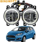 Стайлинг автомобиля H11 Светодиодный ная лампа передние противотуманные фары ангельские глазки Противотуманные фары DRL дневные ходовые огни светильник s 12 В для Ford Fiesta 2001-2015