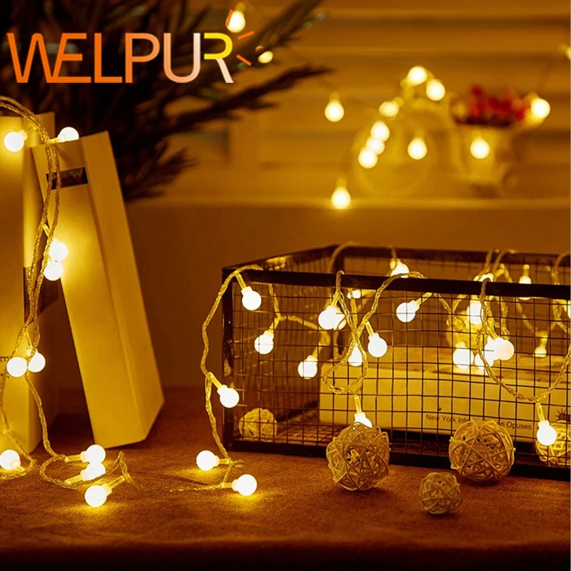 

Outdoor fairy lighting led white ball AC110V / 220V string lights Christmas wedding holiday lighting decoration