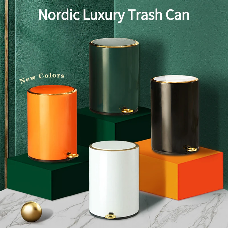 

Nordic Luxury Fashion Trash Bin Bedroom Modern Design Minimalist Trash Can Home Creativity Poubelle Kitchen Storage BC50LJT