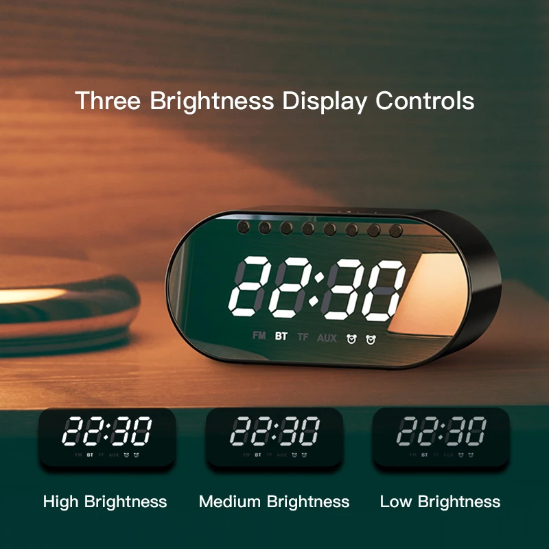 Bluetooth-Колонка портативная с зеркальным будильником беспроводной динамик