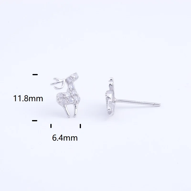 Pekurr Санта Циркон олень лося 925 серебро серьги гвоздики для женщин аксессуары