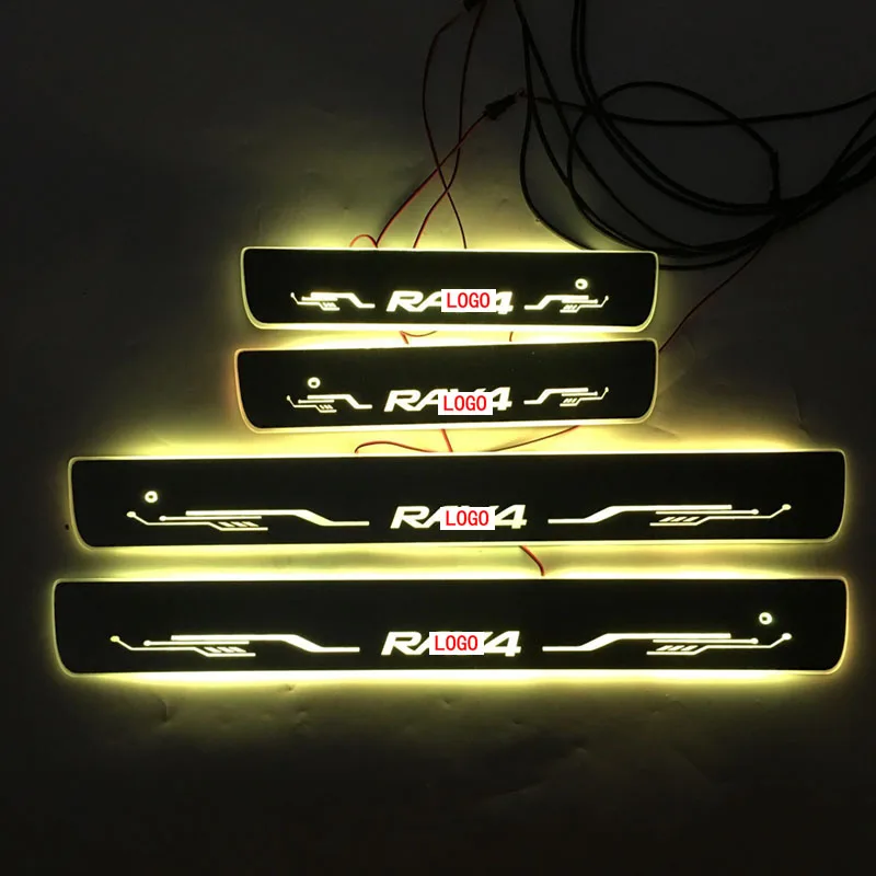 Для RAV4 дверная динамическая Светодиодная лампа Накладка на порог приветственная
