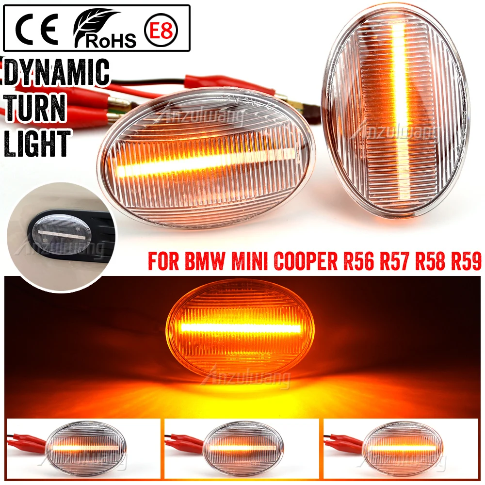 

2 pieces For MINI Cooper R55 R56 R57 R58 R59 CL-R56-LSM-SM Led Dynamic Side Marker Turn Signal Light Sequential Blinker Light