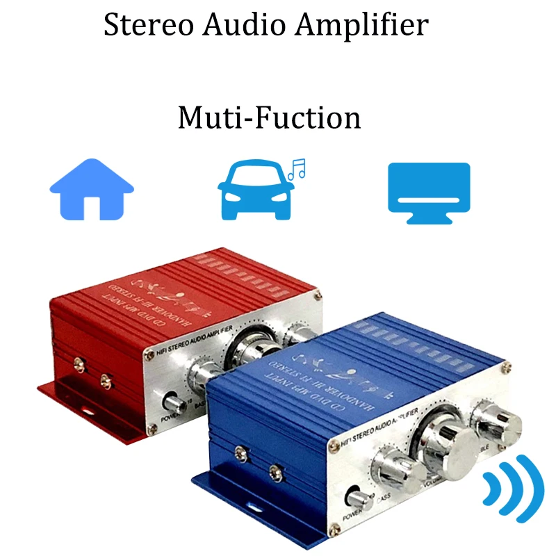 Алюминиевый сплав 12 В Мини HiFi усилитель мощности стерео аудио MP3 DVD для автомобиля