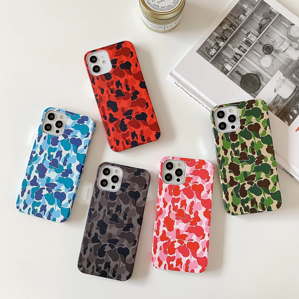 

Watercolor Painted Camouflage Phone Case For iPhone 11 12 Pro Max Mini XS Max X XR 8 7 6s 6 Plus SE 2020 Plastic Back Cover Case