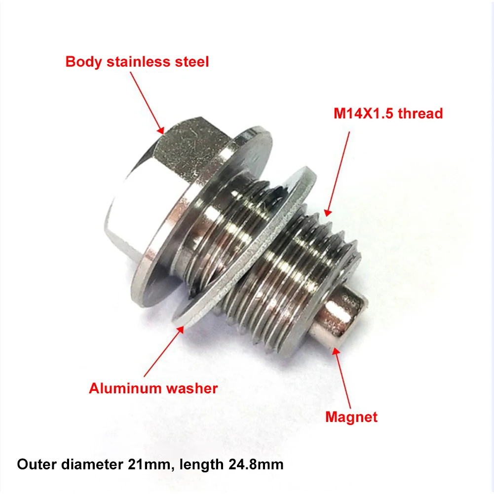 

M14*1.5 Car Screw Cap Magnetic Oil Drain Plug Neo Magnets Oil Drain Sump Nut Drain Bolt Silver For Automotive Car Accessories