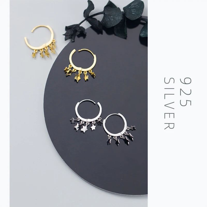 Colusiwei Новое поступление Настоящее серебро 925 проба модные звезды пентаграмма