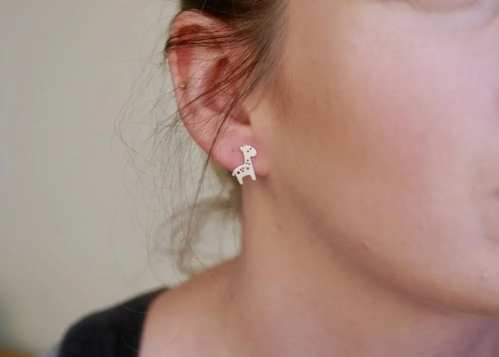 Giraffe Stud Earrings Cute Cartoon Earring Animal Jewelry For Woman Girls Kids Accessories | Украшения и аксессуары