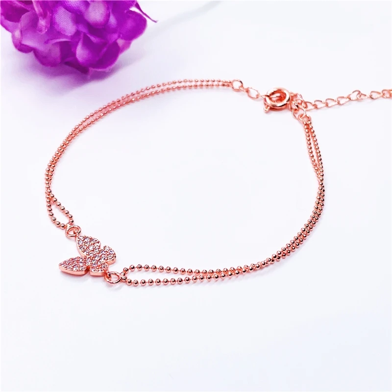 

Silvery and Golden Fashion Bracelets Butterfly Metal Pulseras Adjustable Zircon Bangles Lover's Christmas Gifts for Women