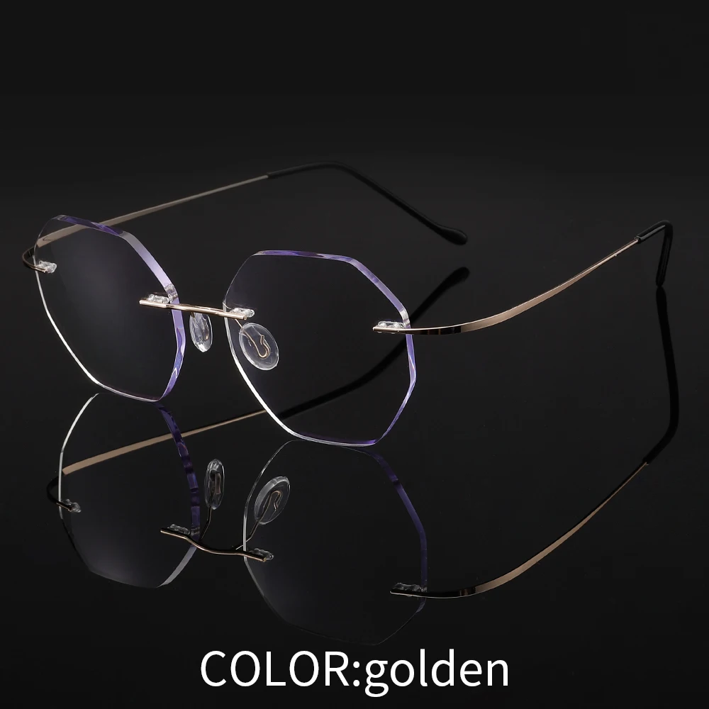 

Очки для чтения без оправы с защитой от синего света, из сплава, ромбовидная лупа, Рецептурные очки для чтения при близорукости + 1,50 + 2,00 + 2,50 + 3,00