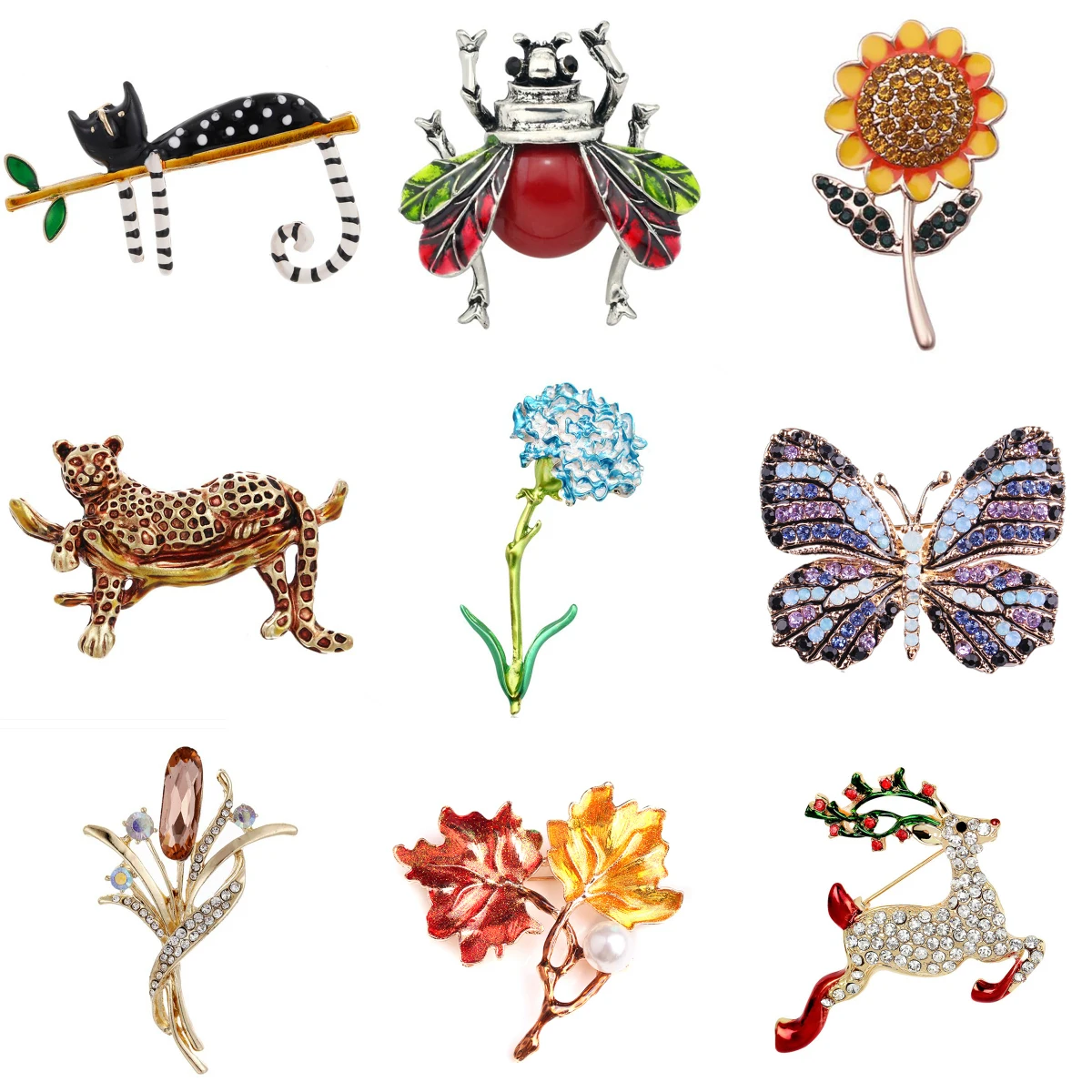 Женская/Мужская брошь с эмалью красная в форме клубники оленя тигра кленового