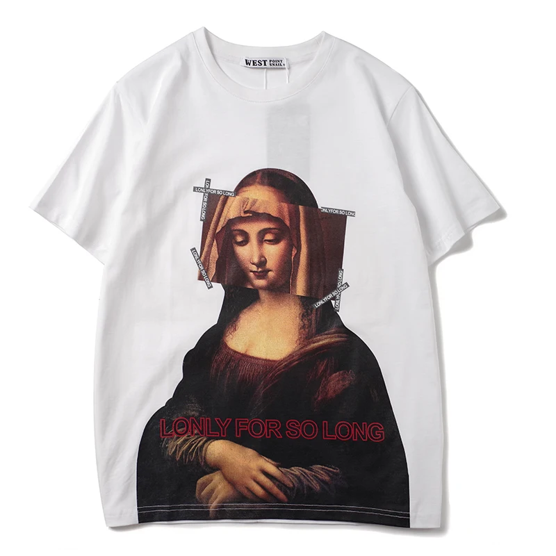 

Mona lisa mens t shirt female streetwear print korean harajuku funny tshirt Graphic ulzzang grunge tops lovers Casual hip hop