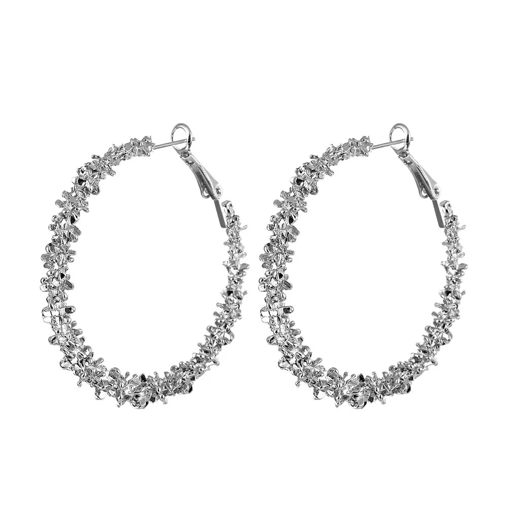 

2021 Retro Alloy Metal Round Hoop Earrings for Women Fashion Gold Color Silver Color Bohemian Jewelry Earrings Party Gift