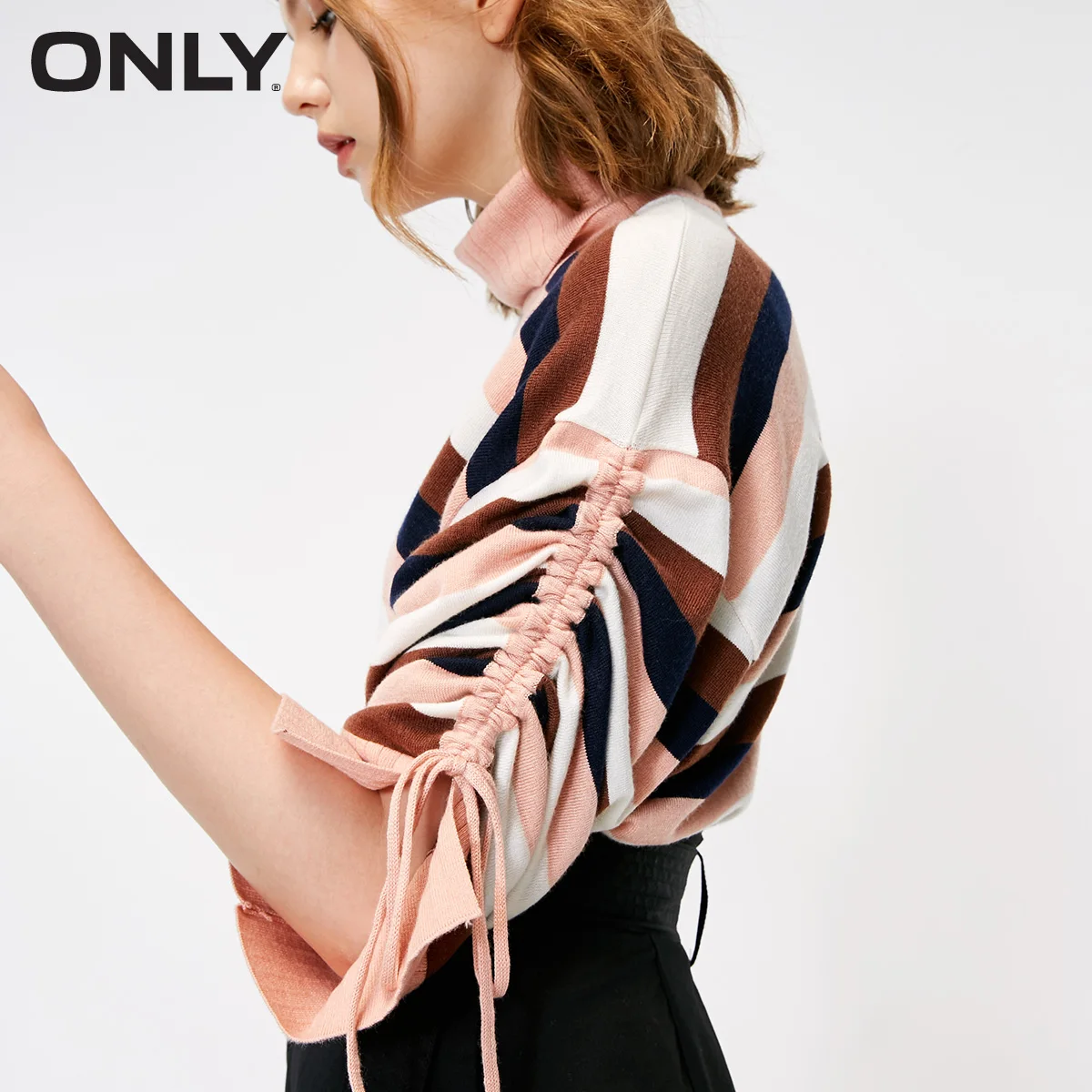 ONLY striped turtleneck design knitted sweater women | 118324554 Женская одежда