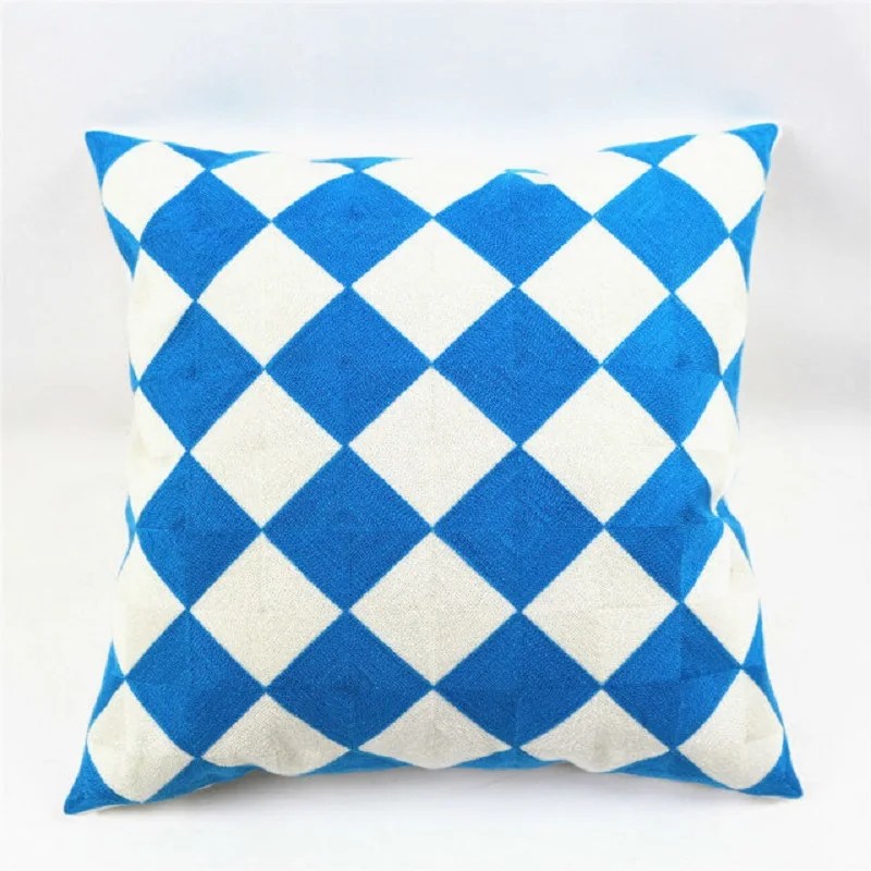 Бесплатная доставка 45X45cm шерстью вышивка Подушка Чехол геометрический домашний