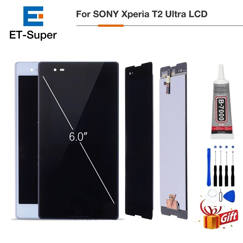 Original LCD Digitizer Assembly For SONY Xperia T2 Ultra Touch Screen D5322 D5303 D5306 Display Replacement Parts + Free Gifts | Мобильные