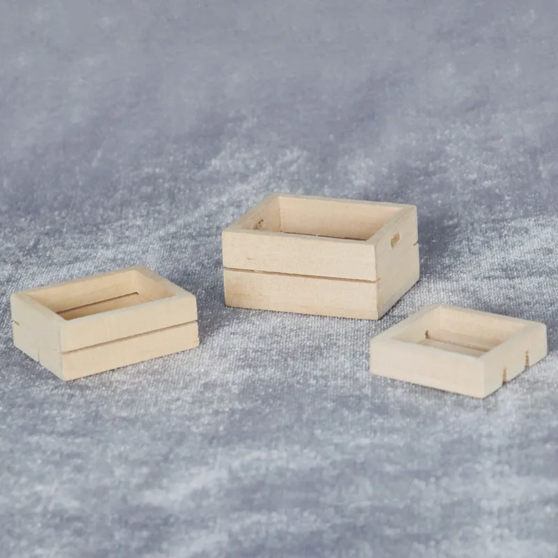

1:12 DIY Dollhouse Furniture Handmade High Simulation Miniature Art Model Wooden Boxes X3 Pcs