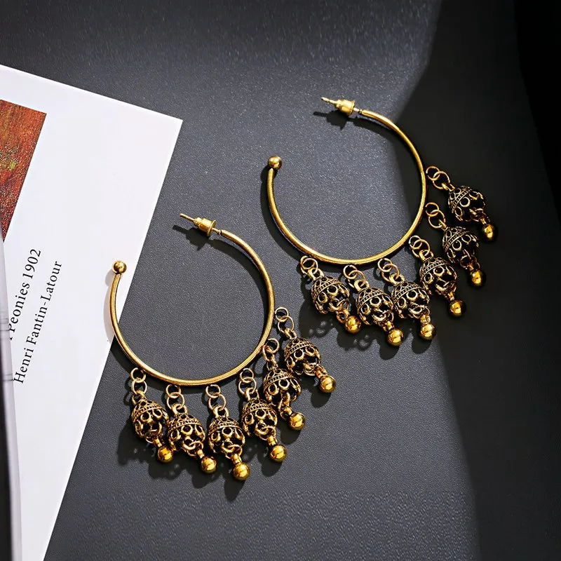 Женские круглые висячие серьги кисточки из Индии 2019 тибетская бижутерия