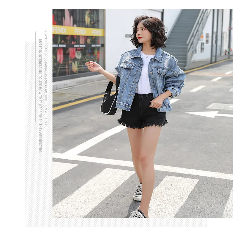 

Brand Woman Jacket Spring 2021 Jean Jackets For Women Clothes Long Sleeves Denim Coat Vogue Korean Style street Fashion Clothing