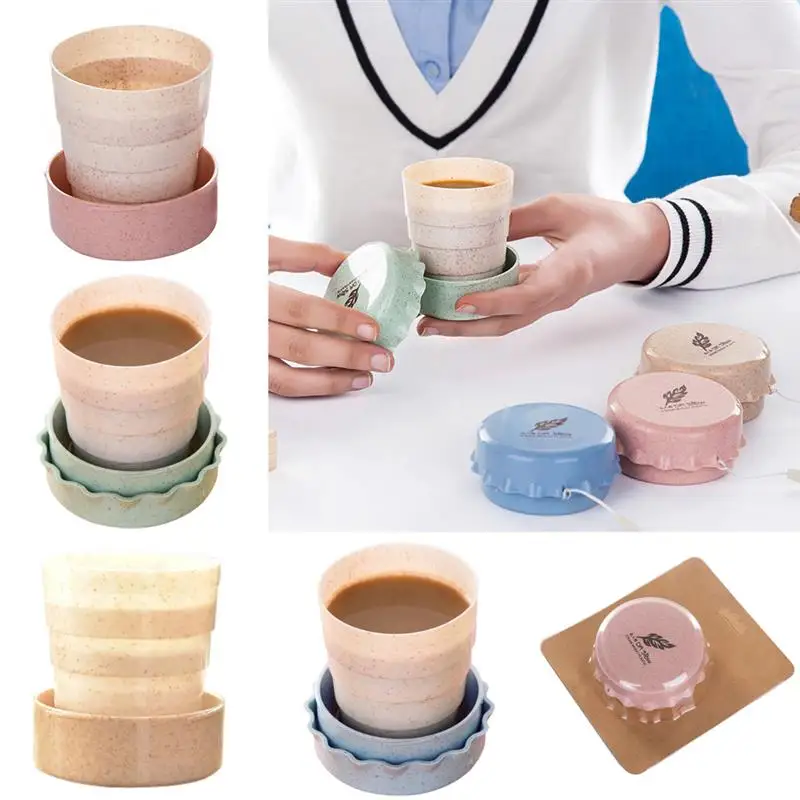 Пластиковая дорожная кофейная кружка из пшеничной соломы креативная складная