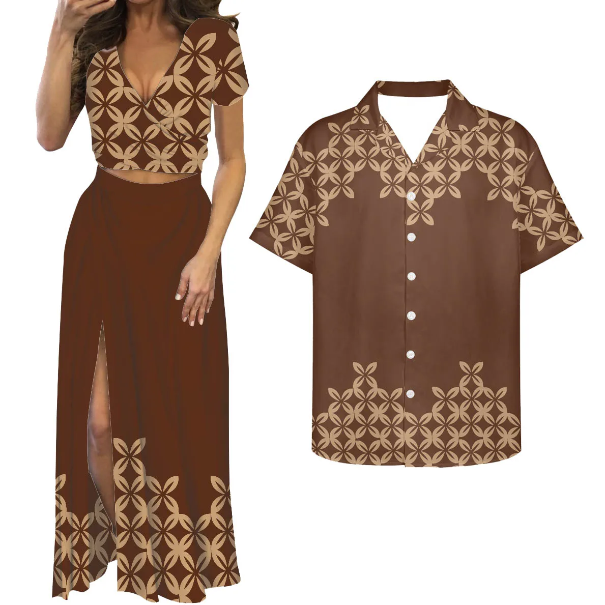 HYCOOL принт гибискуса Гавайская Длинная зеленая юбка с разрезом полинезийская