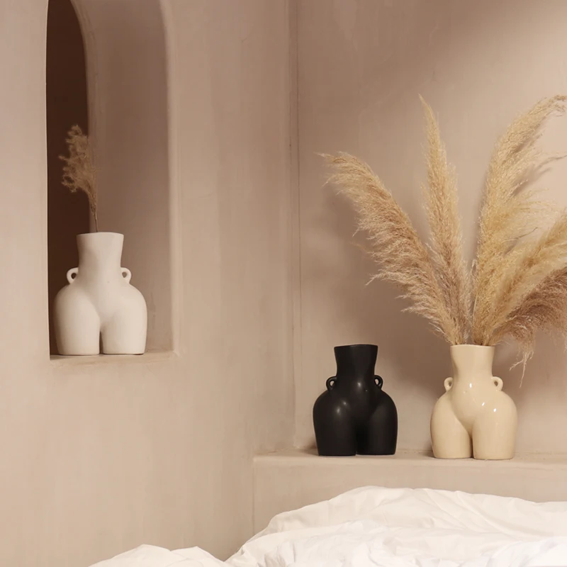 

Nordic Creative Ceramic Body Art Hip Shape Vase Decoration Living Room Bedroom Hotel Home Decorat Ornaments