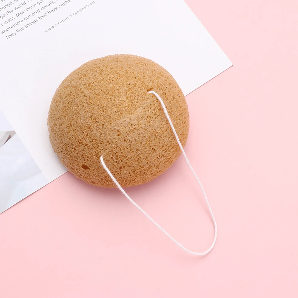 Natural Fiber Material Face Wash Puff Konjac Round Cleaning Sponge Soft Texture Facial Cleansing Skin Care Face Wash Puff New