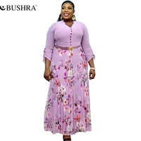 bushra african print chiffon abaya ankara robes long sleeve shirring elegant maxi wedding floarl party gown dress loose 2022 new