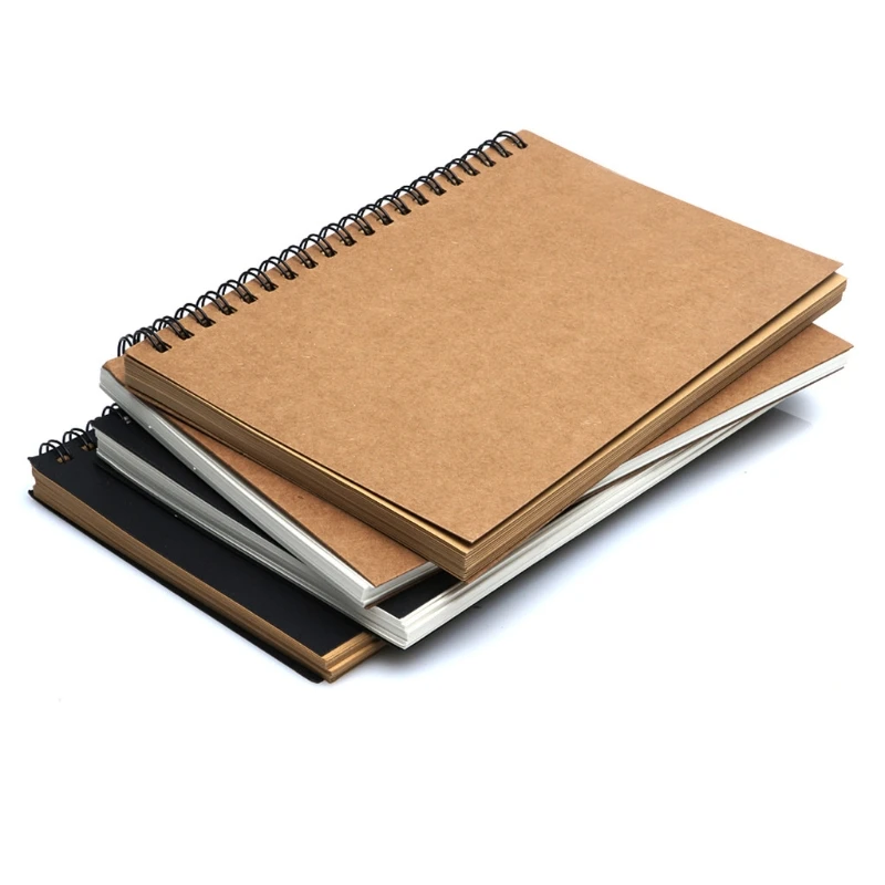 

2021 New Reeves Retro Spiral Bound Coil Sketch Book Blank Notebook Kraft Sketching Paper