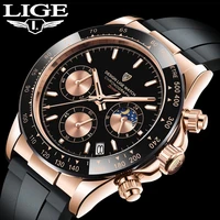 lige top brand luxury men watches sport silicone chronograph quartz watch man creative wristwatches waterproof relogio masculino