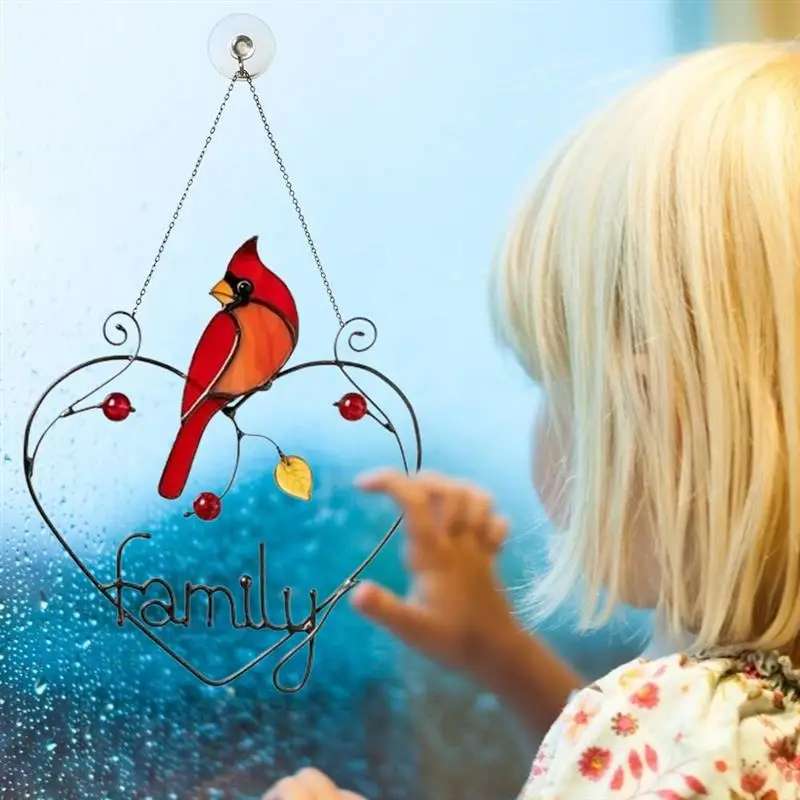 

Multicolor Birds On A Wire Wind Chimes High Stained Metal Suncatcher Window Panel Home Decor Hanging Home Decoration