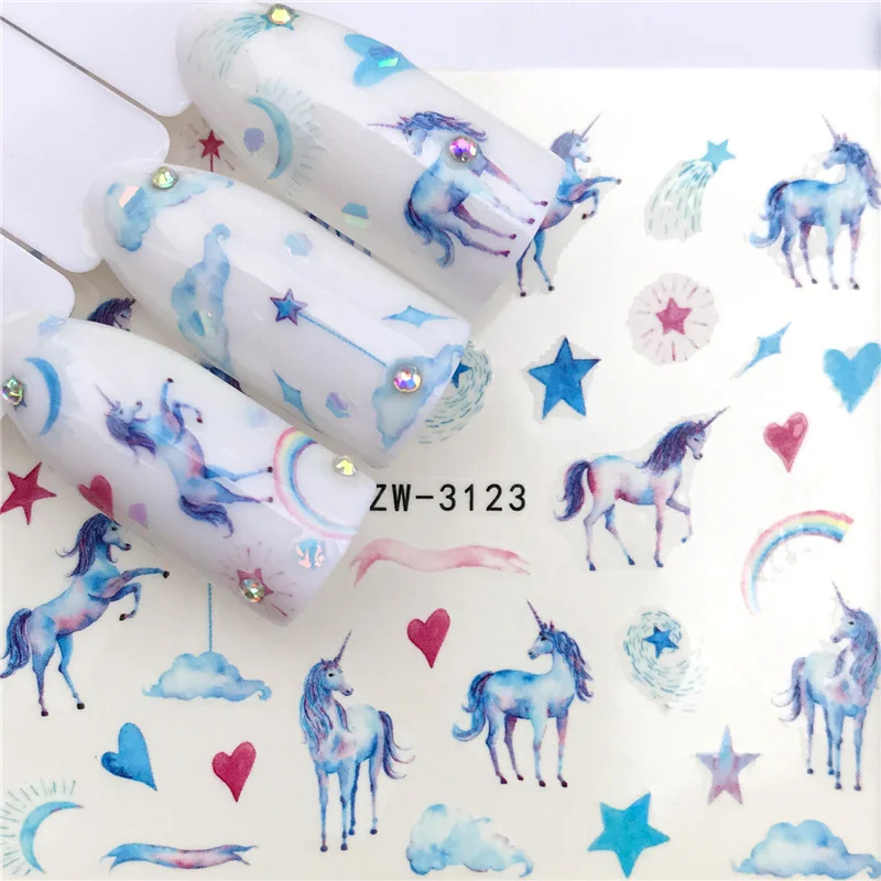 

1 PC Nail Stickers Water Decal Horse/Star/love Plant Pattern 3D Manicure Sticker Nail Art Decoration