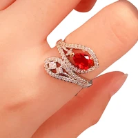 fashion twist snake ring full pave shiny small zircon with red stone finger rings for women wedding party jewelry