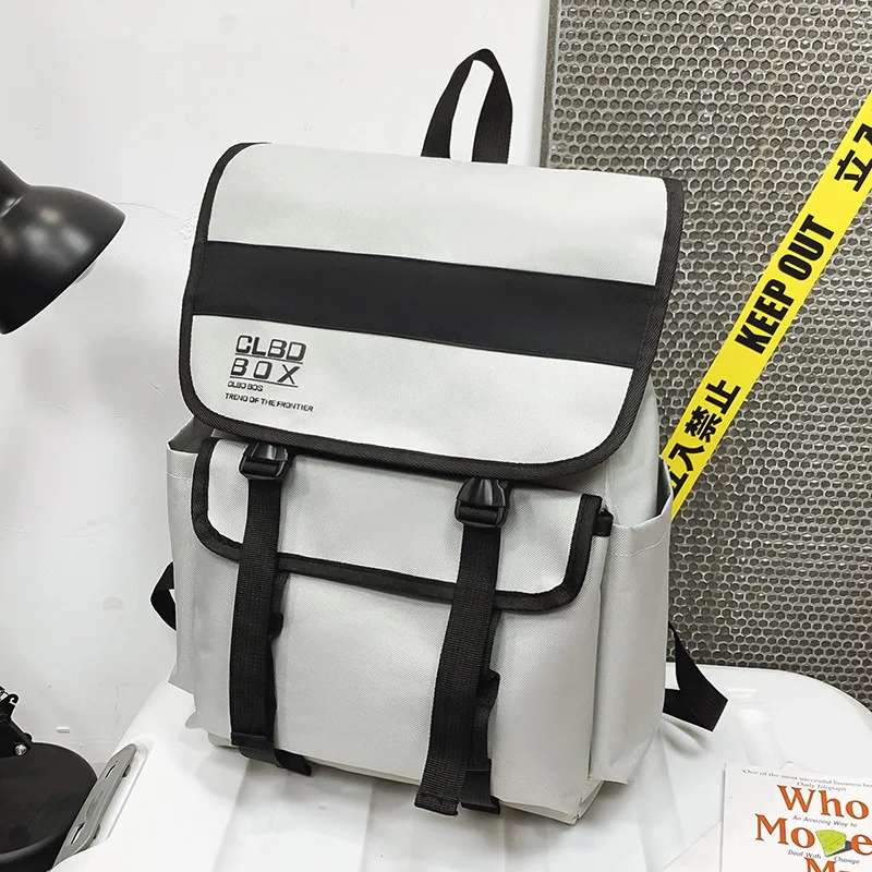 

European and American wind backpack boys large capacity double backpack students fashion trend pure color Mosaic backpack