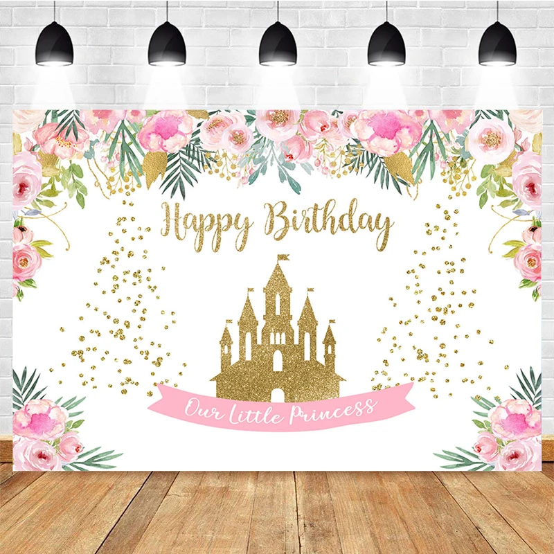 

Mocsicka День Рождения фотография фон золотой замок цветок украшение ребенок портрет ребенок душ фотография декорация баннер