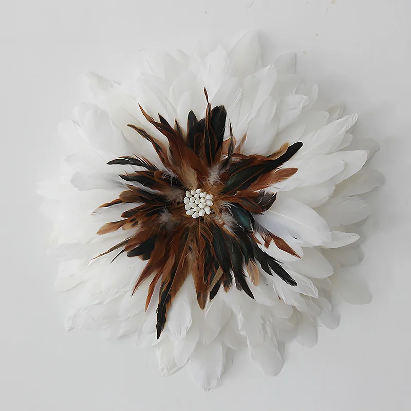 Скандинавский оригинальный Плетеный вручную макраме оболочка перо настенный