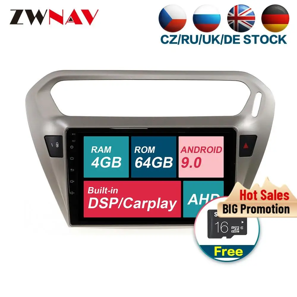 С carplay 4 + 64G Android 9 0 автомобильный мультимедийный плеер для peugeot 301 2008 2014 радио аудио