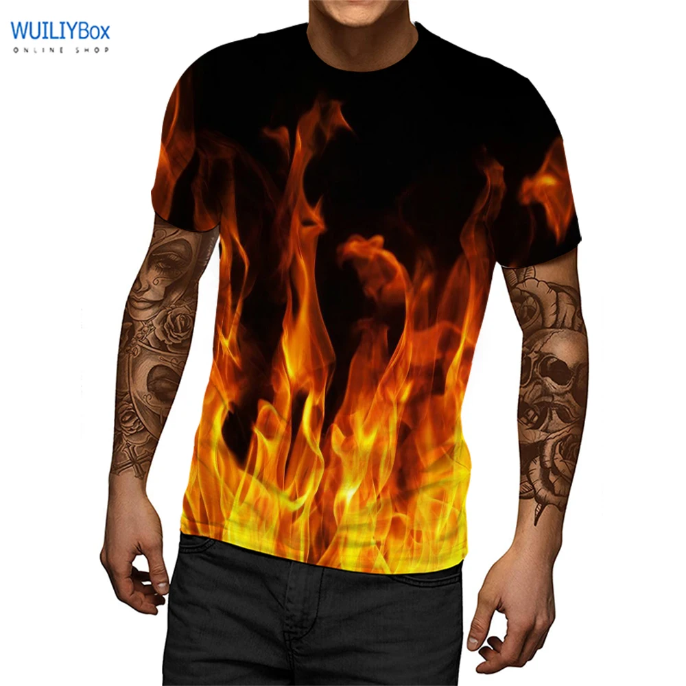 Футболка Мужская/Женская с 3D-принтом в виде огня | Мужская одежда