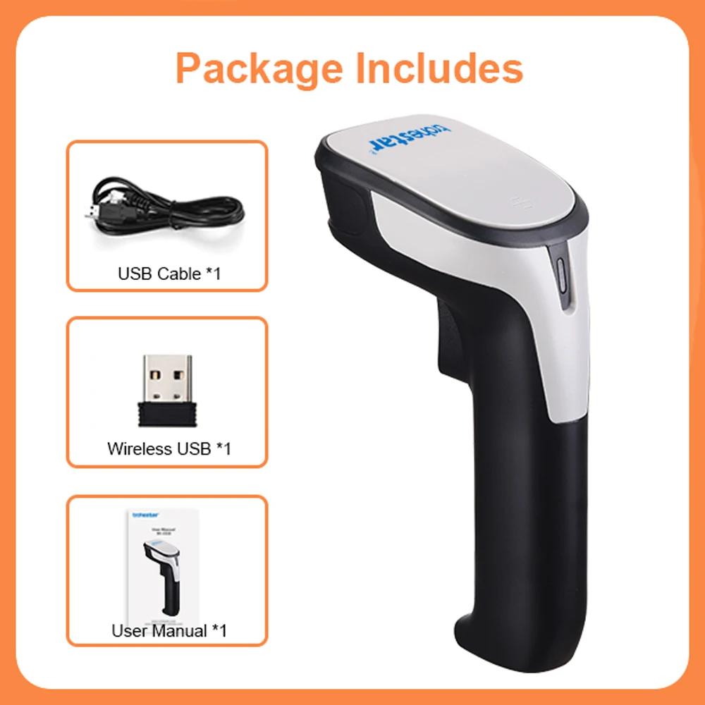 Беспроводной сканер штрих-кода Trohestar 1D CCD 2 4 ГГц считыватель сканеры для