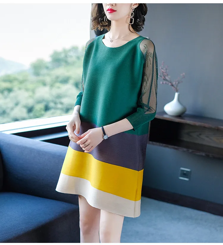 Женское элегантное Плиссированное Сетчатое мини платье miяка с вышивкой бисером