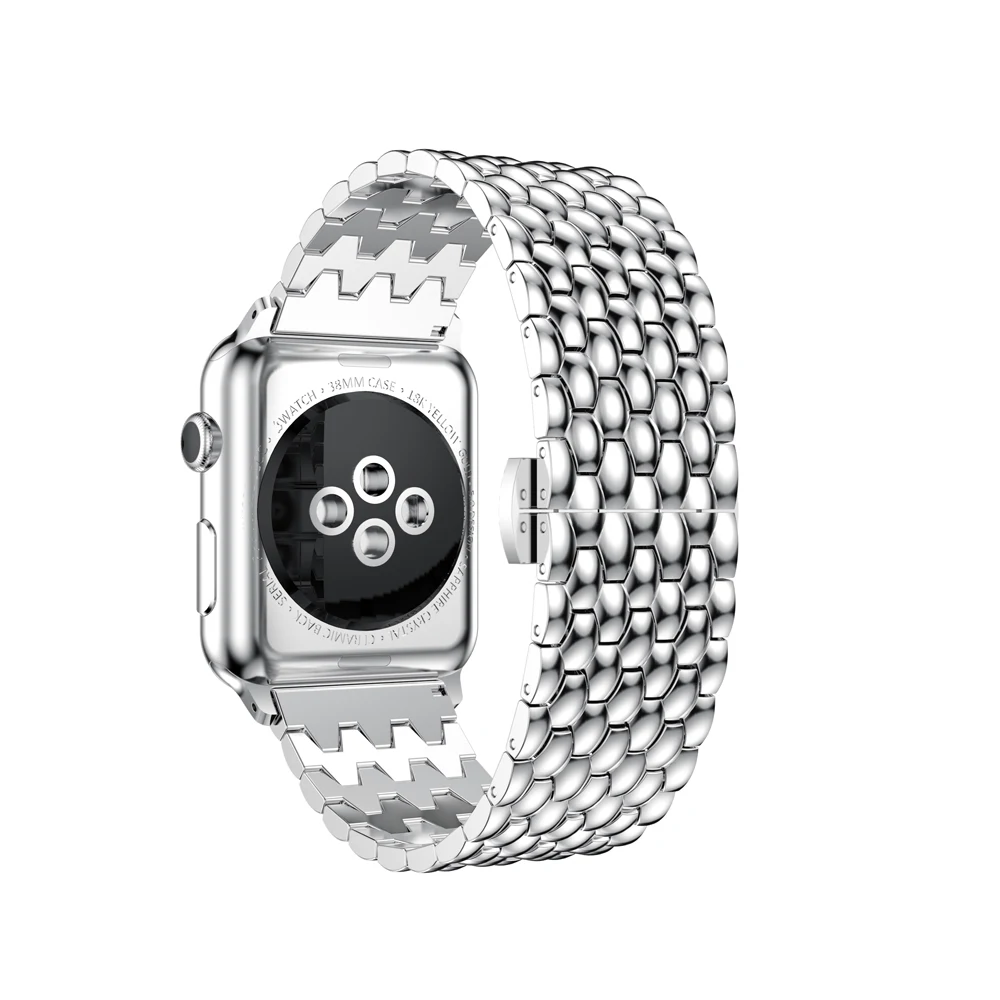 

box+Stainless Steel Strap For Apple Watch band 42mm/38mm Butterfly buckle iwatch 3/2/1 wrist band bracelet smart watch belt