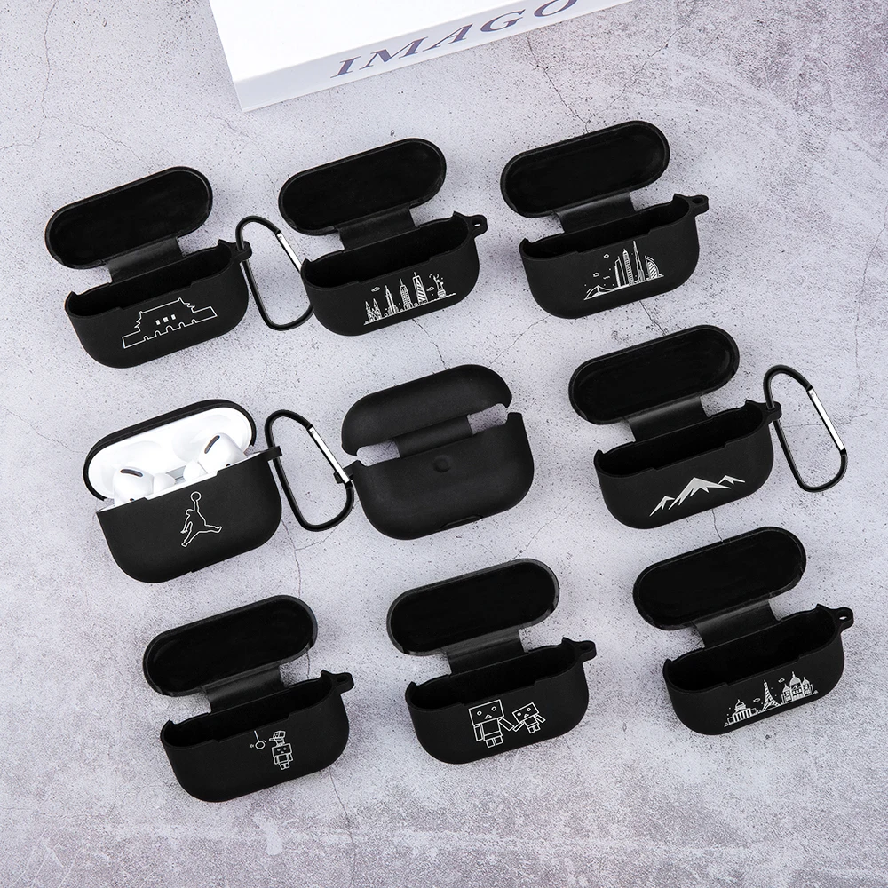 Черный чехол из ТПУ для Apple наушников Airpods Pro силиконовый 2019 с мультяшным рисунком