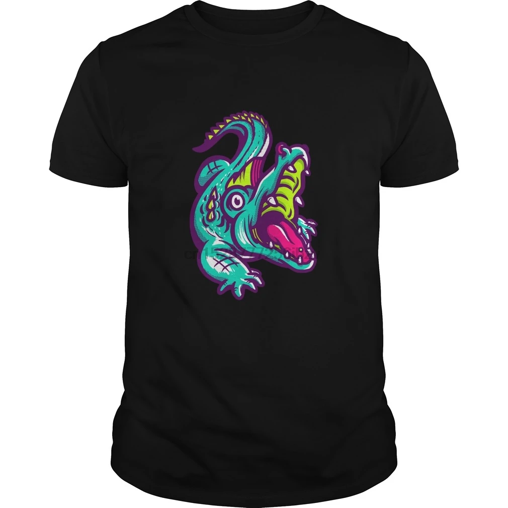 

Men tshirt Neon Croc anime pets animals tshirt cool Printed T-Shirt tees top