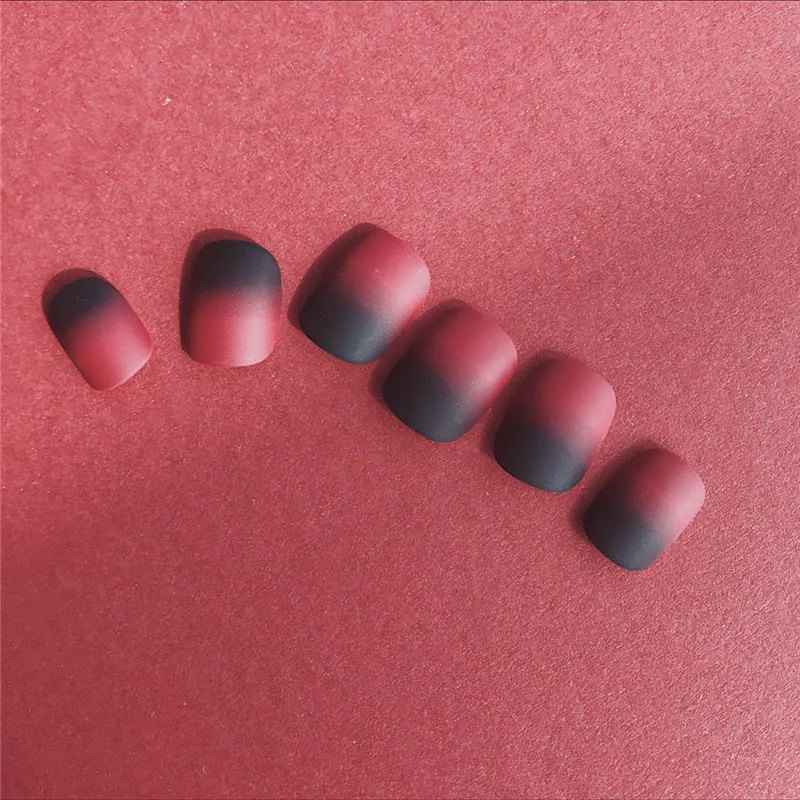 24 шт матовые винно-красные накладные ногти Рождество Новый год поддельные