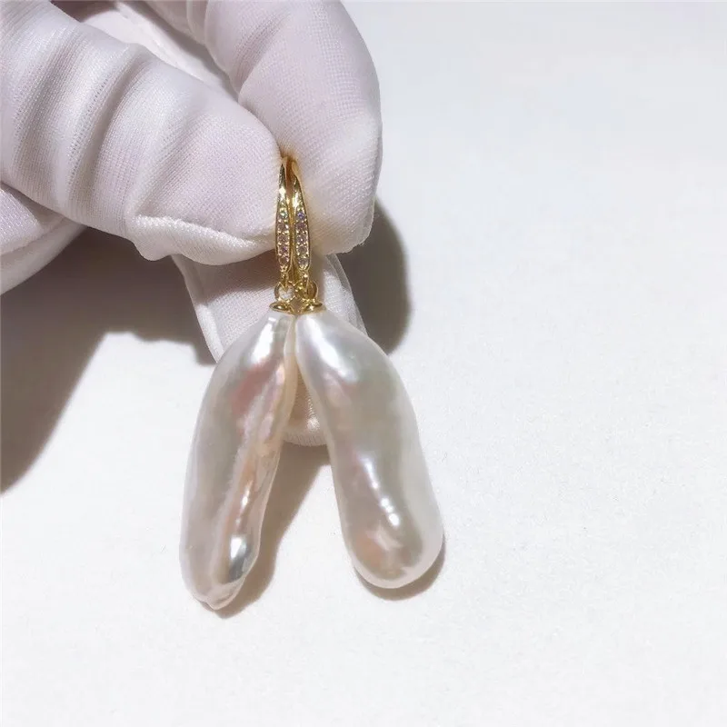 

Серьги Reborn keshi 11x28 мм, серьги с пресноводным белым натуральным жемчугом, серебряный крючок, 925 пробы