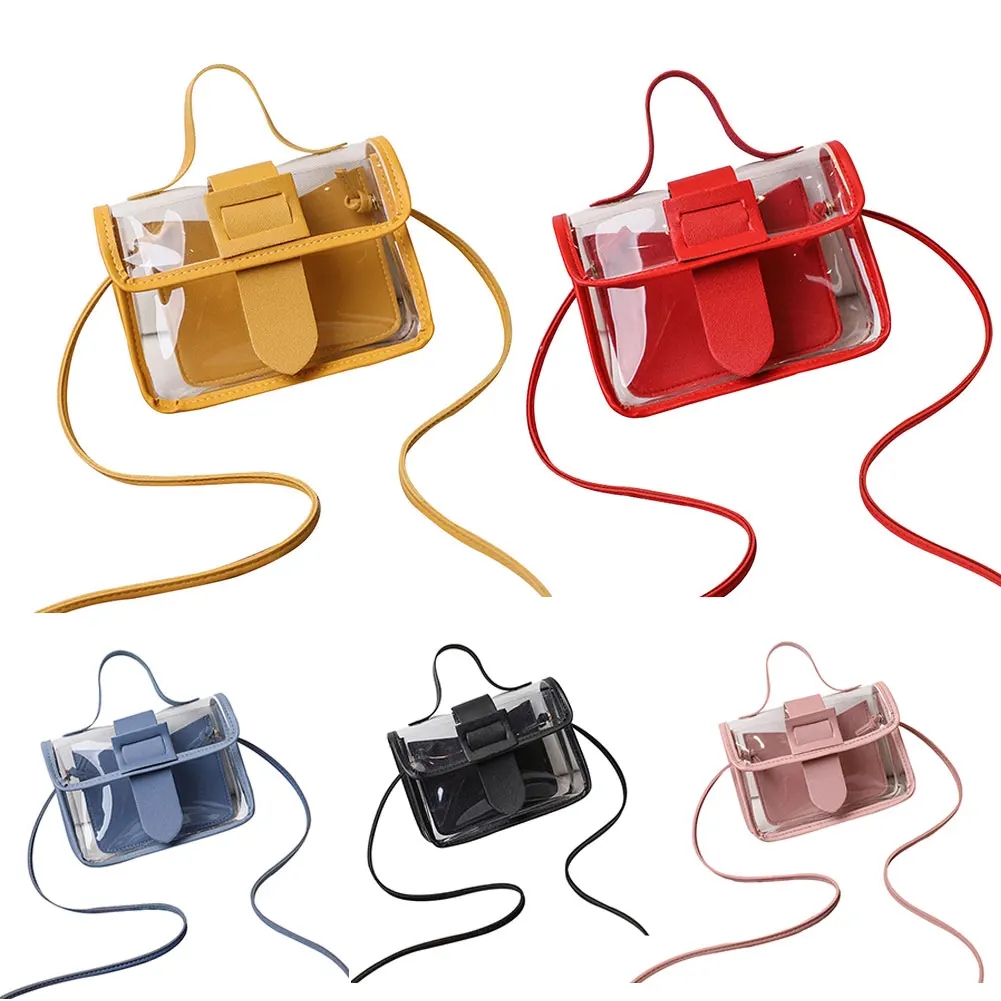 

Portable Crossbody Transparent Handbag Ladies Fashion PU Leather Small Sweet Women Shoulder Bag Casual Purse Adjustable Strap